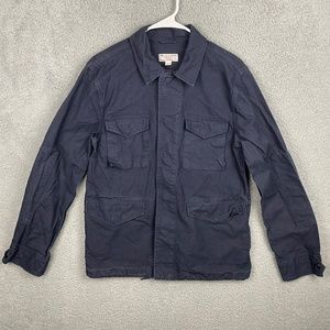 WALLACE & BARNES Canvas Jacket Mens S Navy Blue Pockets Snap Button